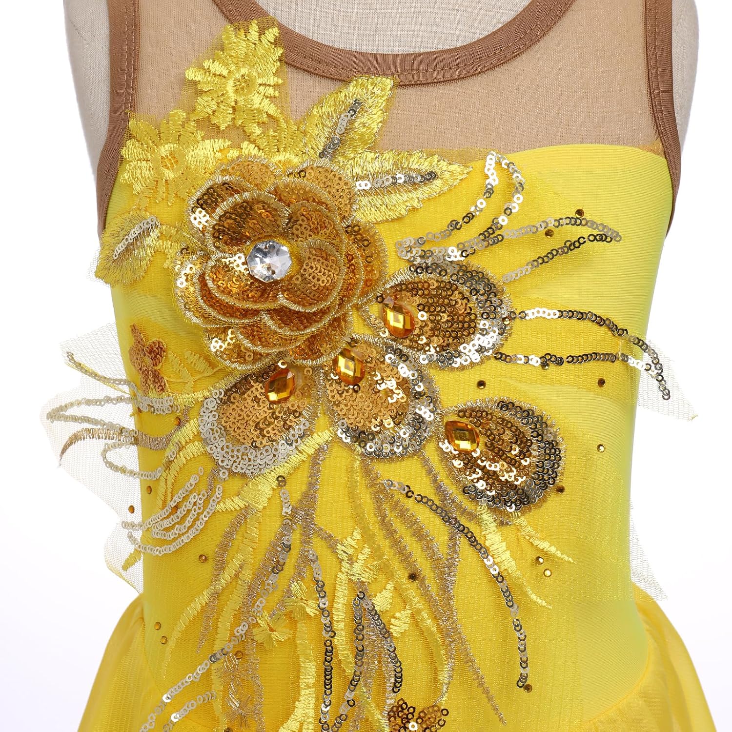 Vestido de patinaje artístico sobre hielo para niñas, lentejuelas b...