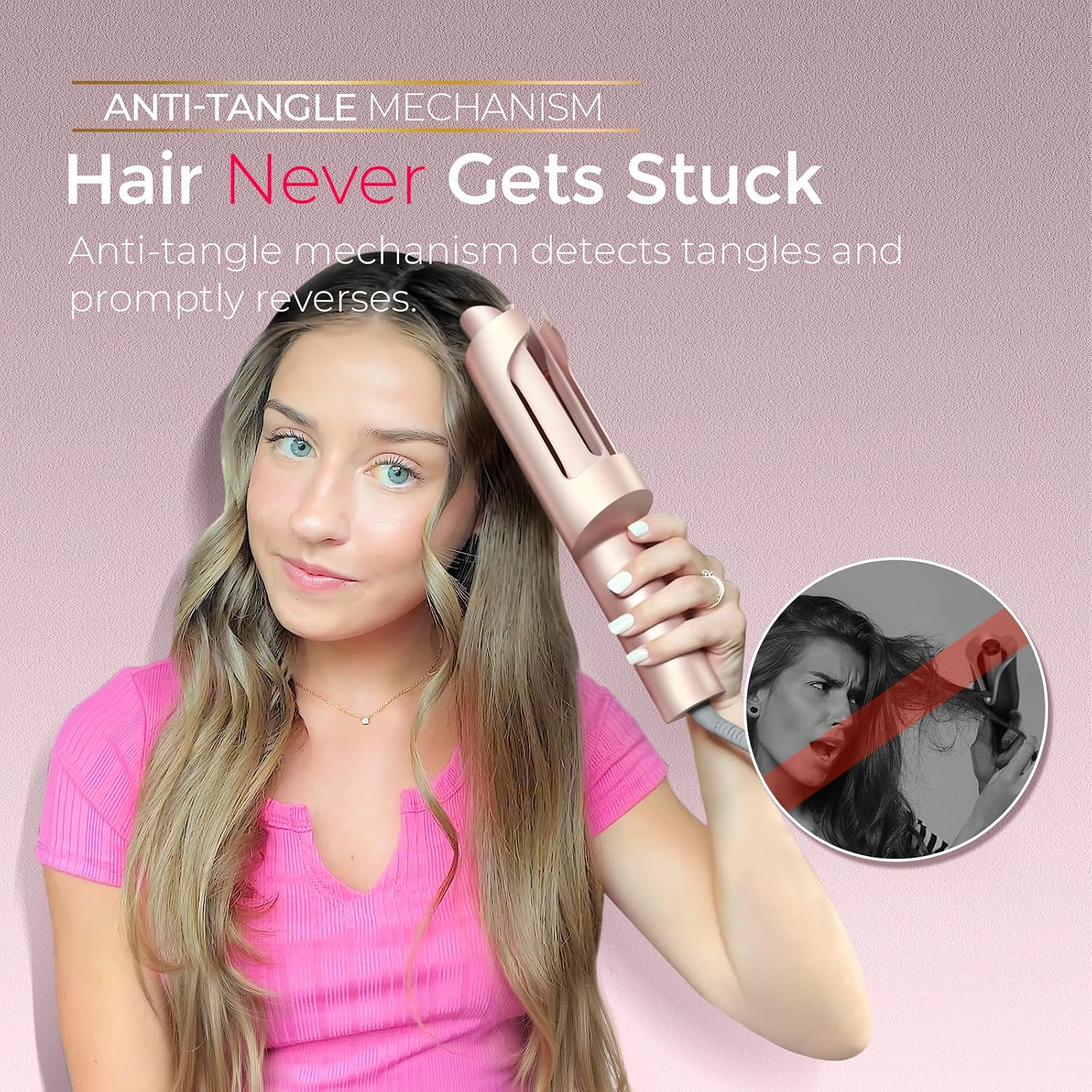 TYMO CurlPro Plus - Rizador giratorio automático, varita rizadora d...
