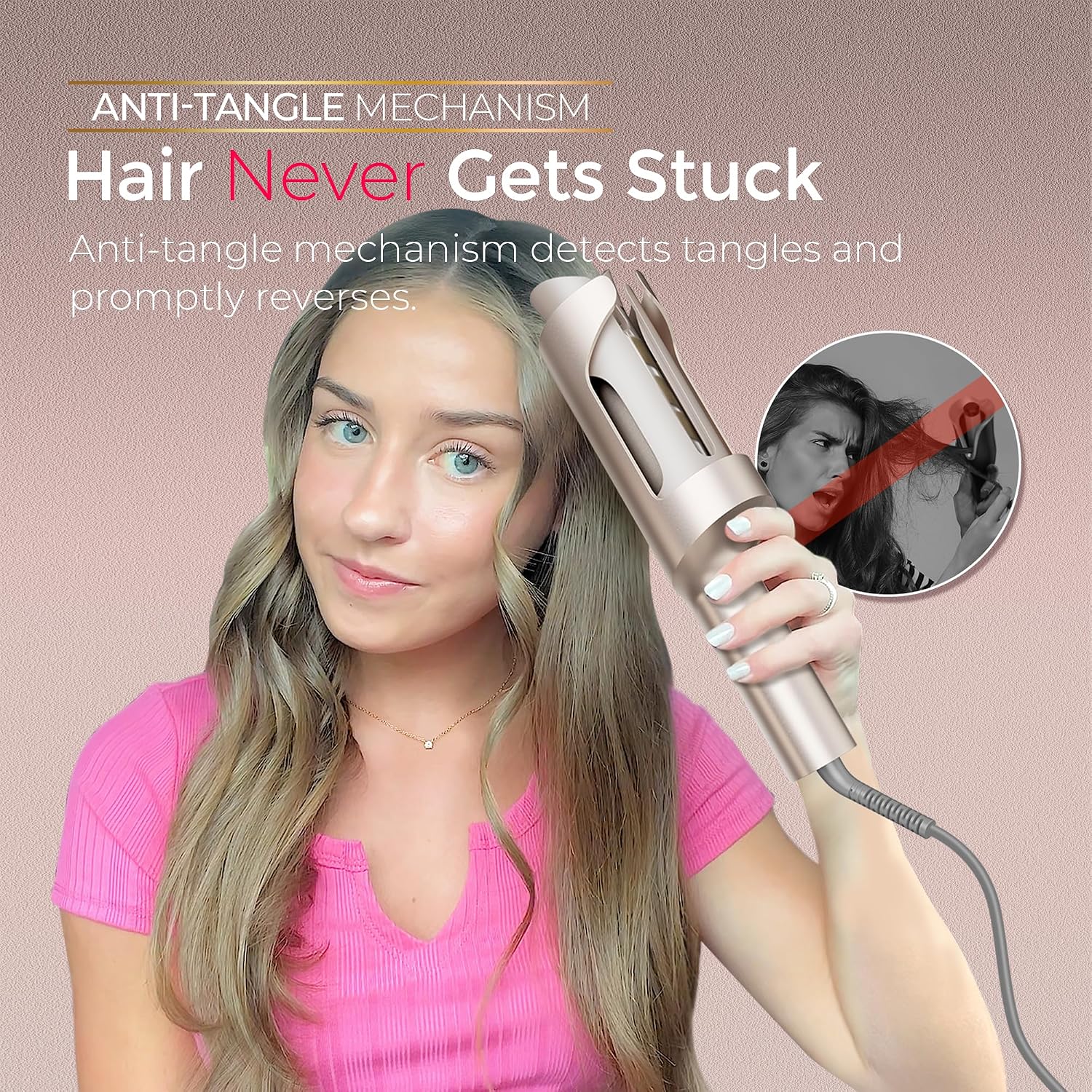 TYMO CurlPro Plus - Rizador giratorio automático, varita rizadora d...