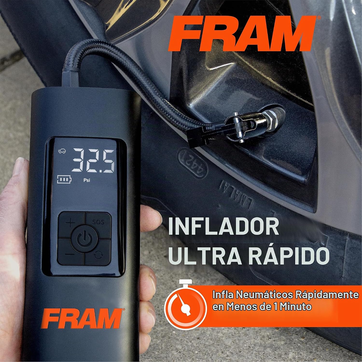 FRAM FEK40002 Inflador de neumáticos de emergencia portátil con bat...