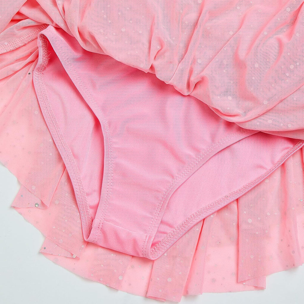 ODASDO Vestido de Patinaje Artístico para Niñas, Malla de Manga Lar...