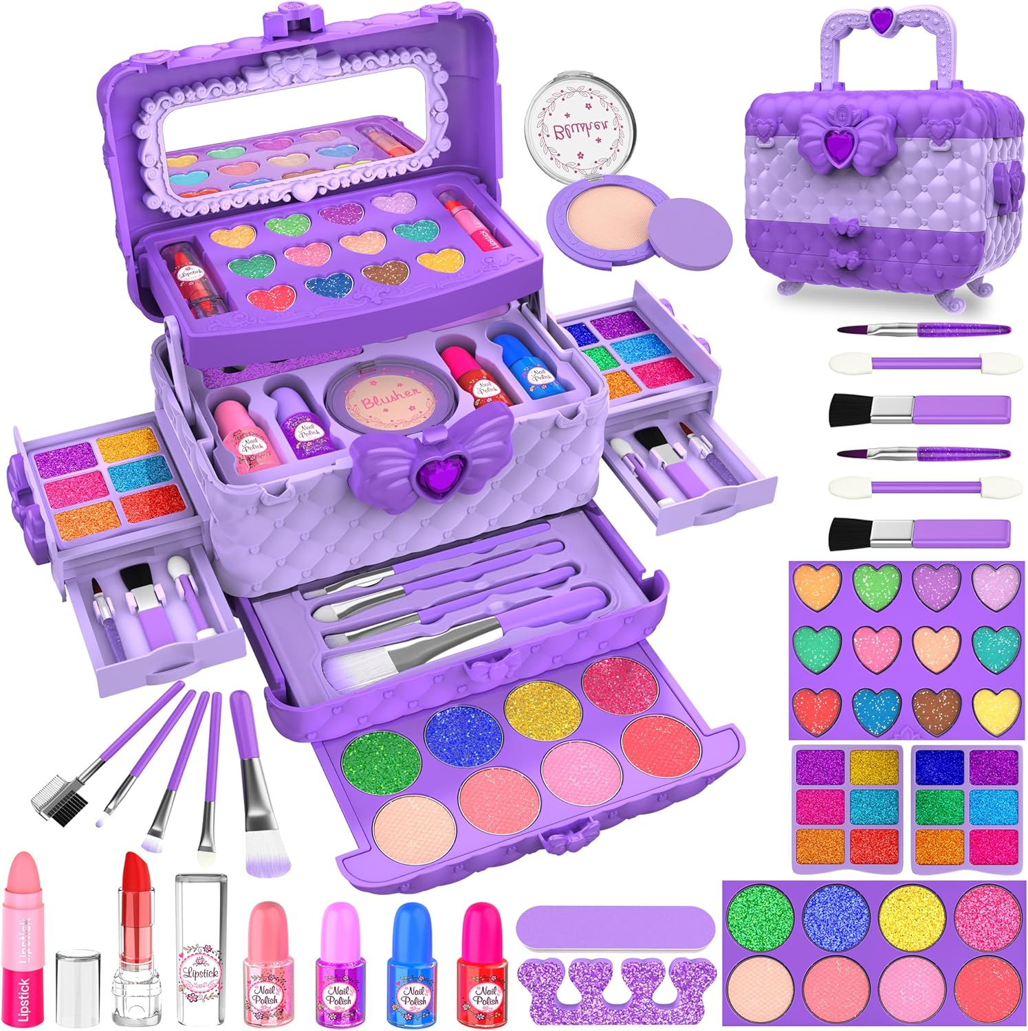 54 piezas de kit de maquillaje para niñas, princesa de juguete, kit...