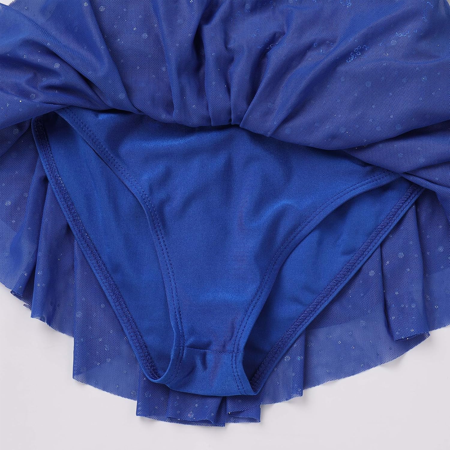 Vestido de patinaje artístico para niña, con lentejuelas brillantes...