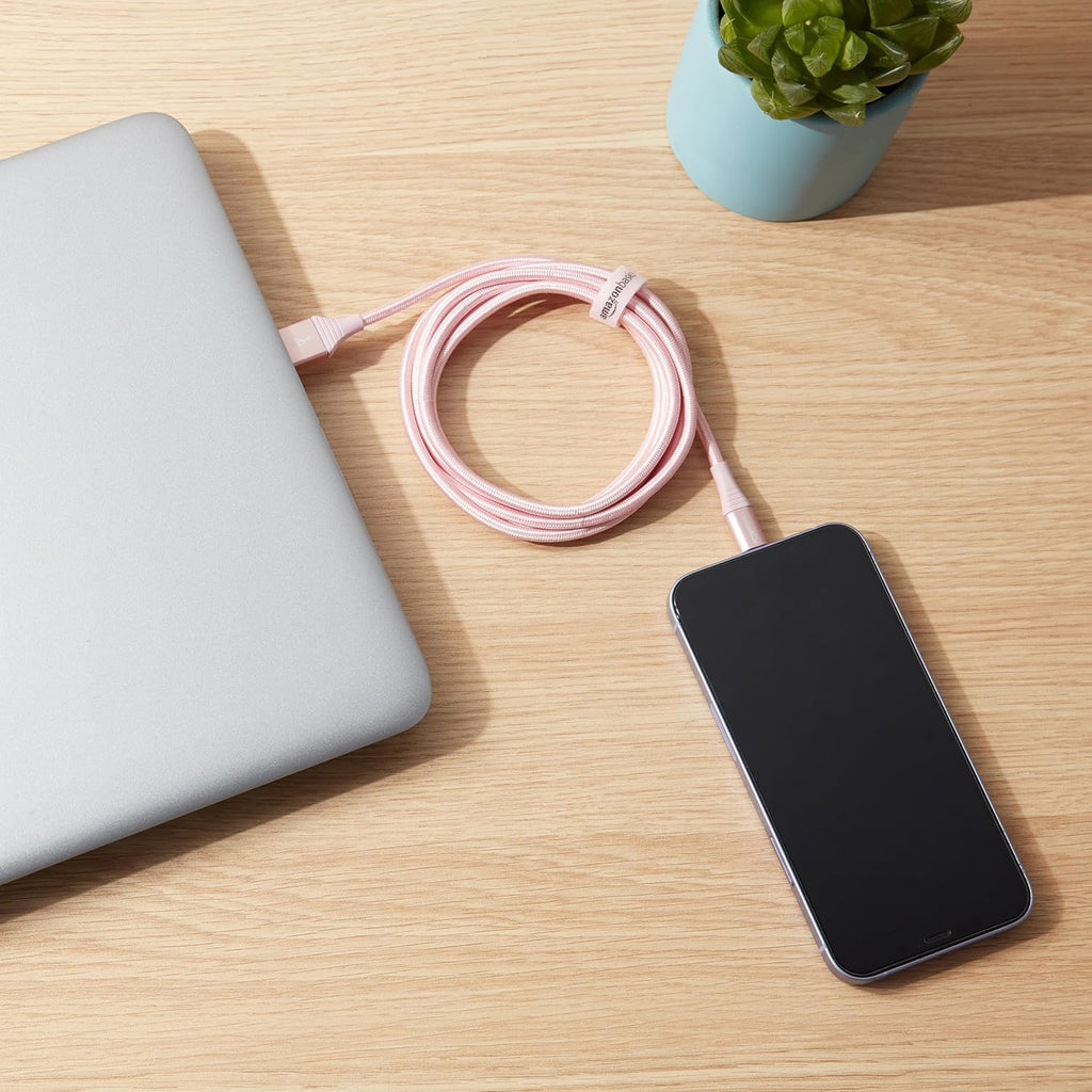 Amazon Basics - Cable Lightning de nailon trenzado doble a USB, col...