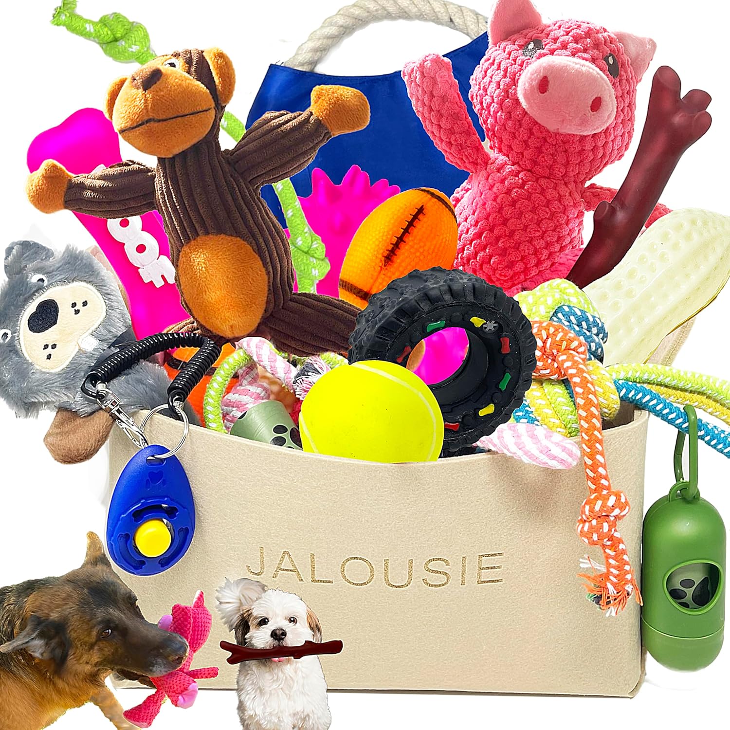 Jalousie - Paquete múltiple de juguetes chirriantes para perros, pa...