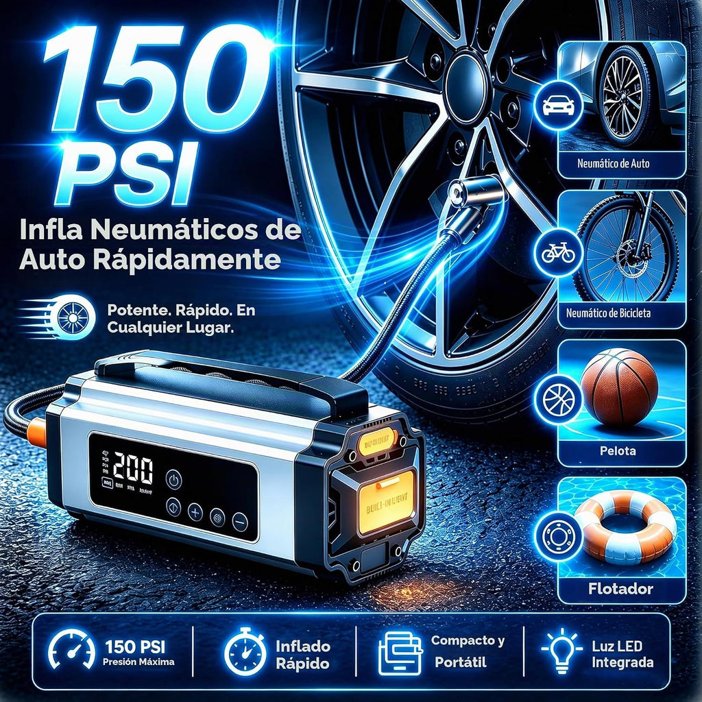 Batería portátil 10 en 1 9000A para coche con compresor de aire de...