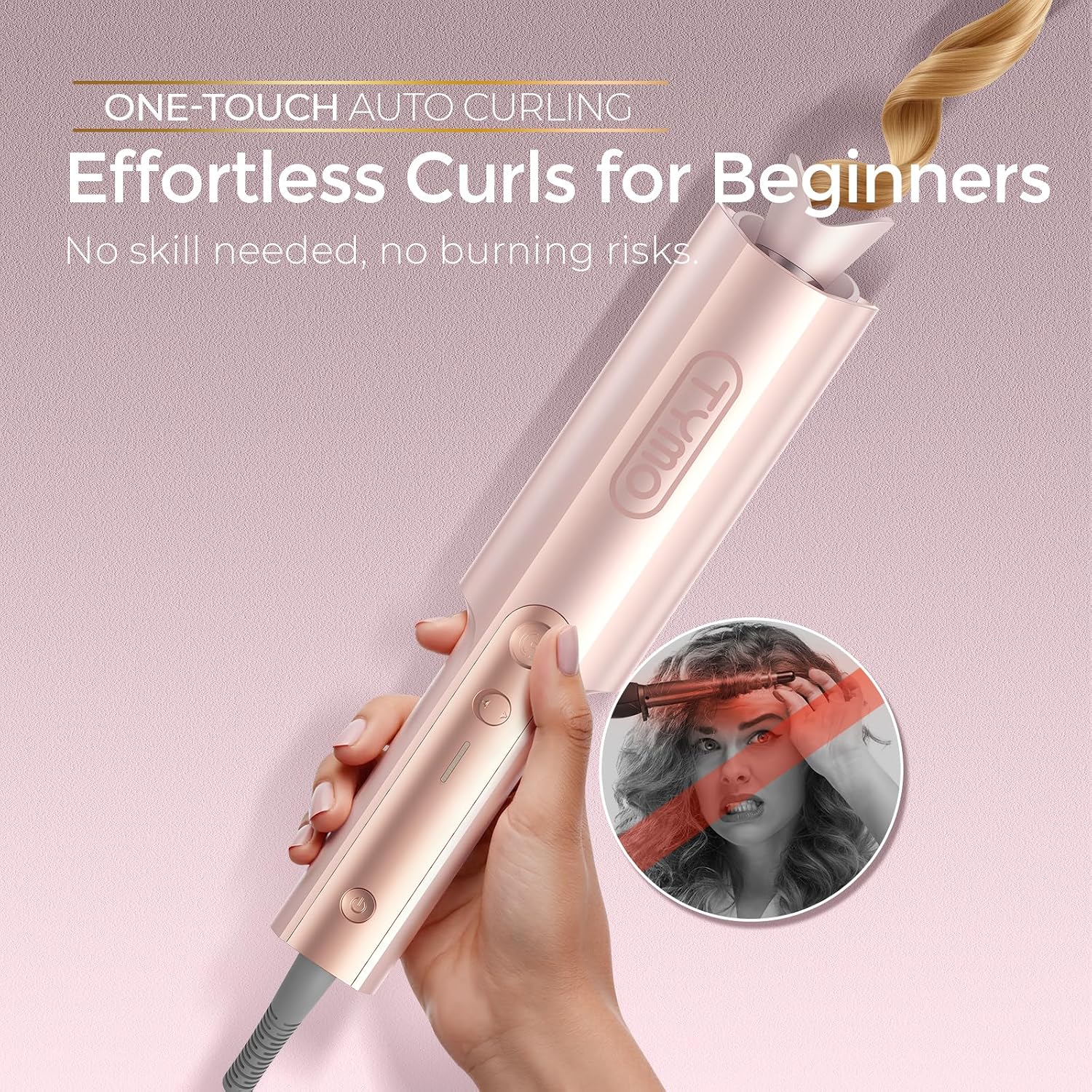 TYMO CurlPro Plus - Rizador giratorio automático, varita rizadora d...