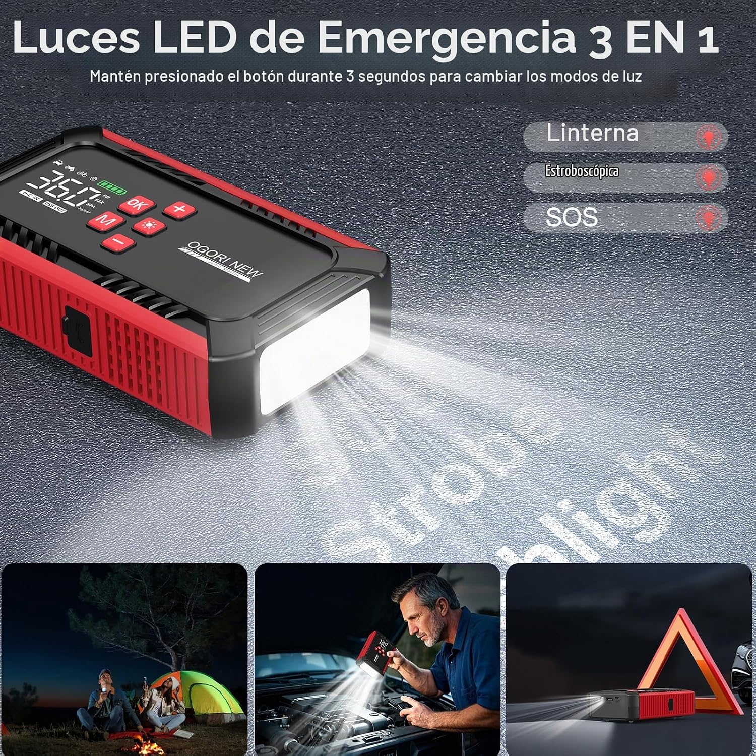 Arrancador de batería de 7000A con compresor de aire, arrancador de...