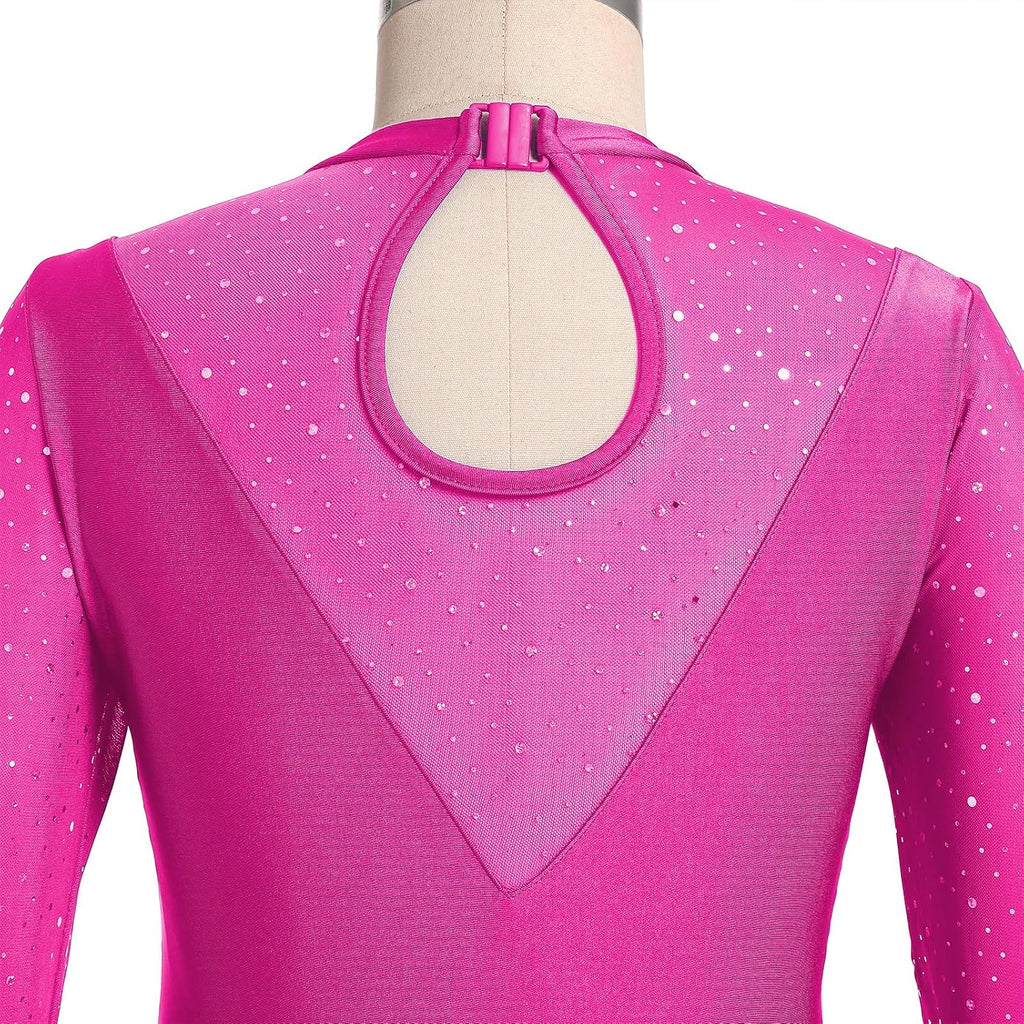 AFAVOM Vestido de patinaje artístico con lentejuelas para mujer, ma...