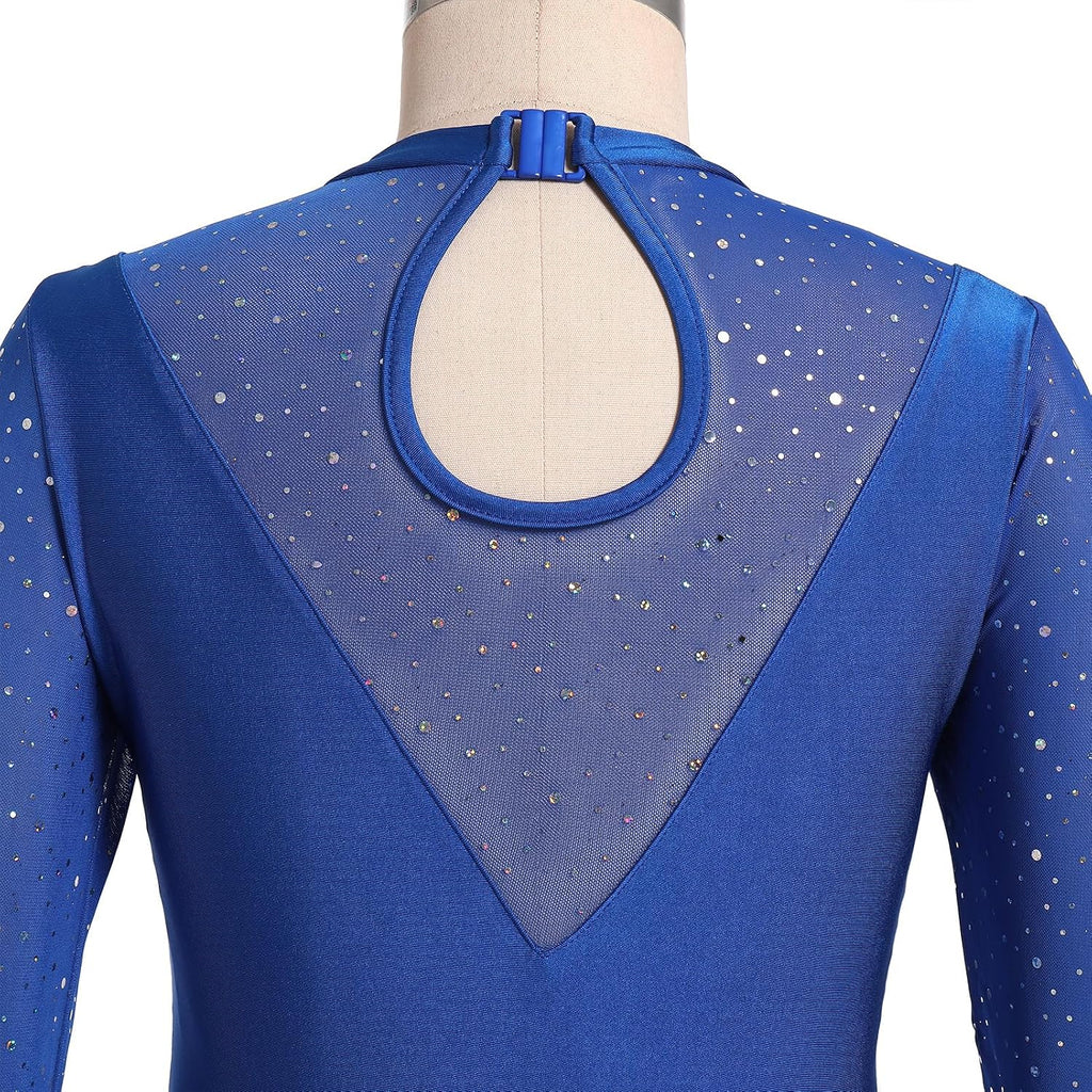 AFAVOM Vestido de patinaje artístico con lentejuelas para mujer, ma...