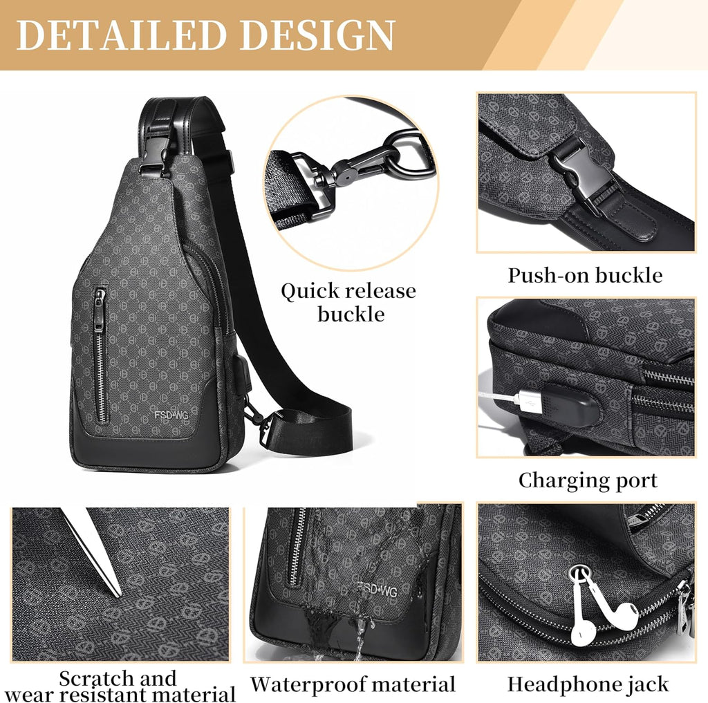 FSD WG - Mochila de hombro para hombres, bolsa de pecho, bandolera,...