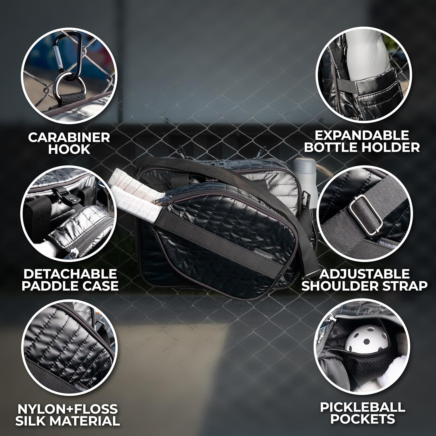 Bolsa de Pickleball Modern Court para Mujeres con Estuche Desmontab...