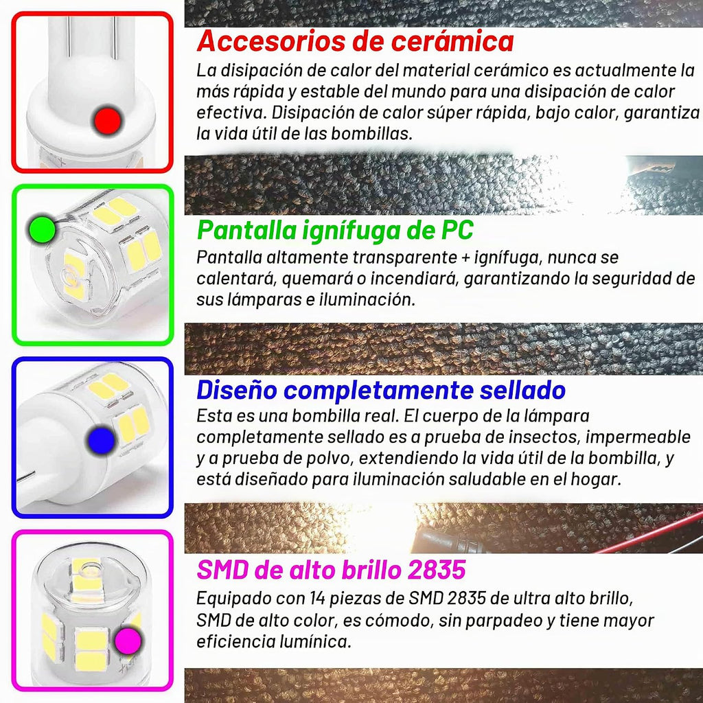 Bombilla LED T10 194 921 922 912 906 2825 168 para RV Tralier Inter...