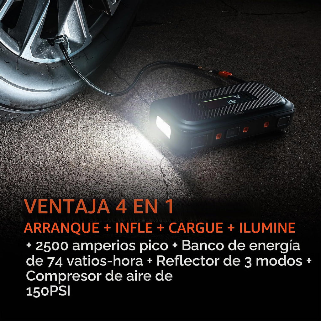 NEBO Assist Air 2500XP Arrancador y compresor de aire, 12 V, 2500 A...