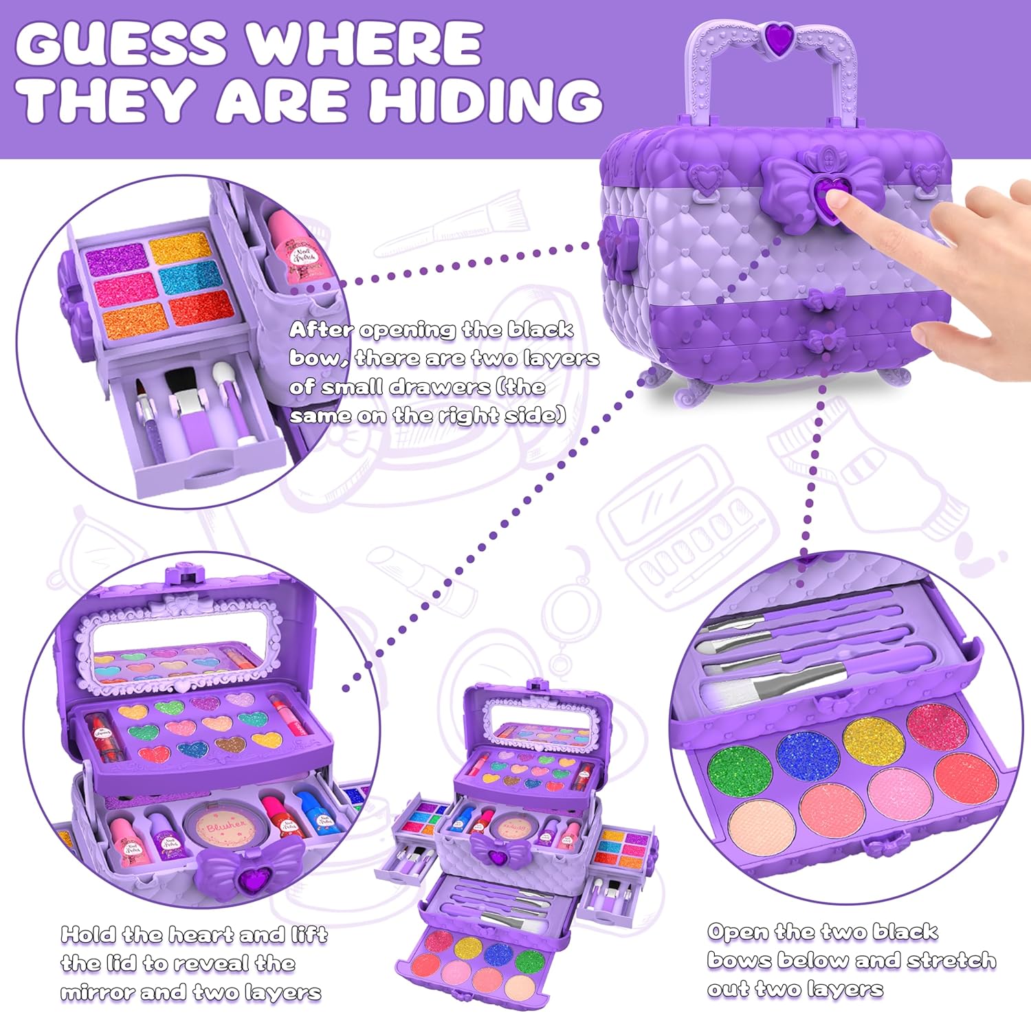54 piezas de kit de maquillaje para niñas, princesa de juguete, kit...