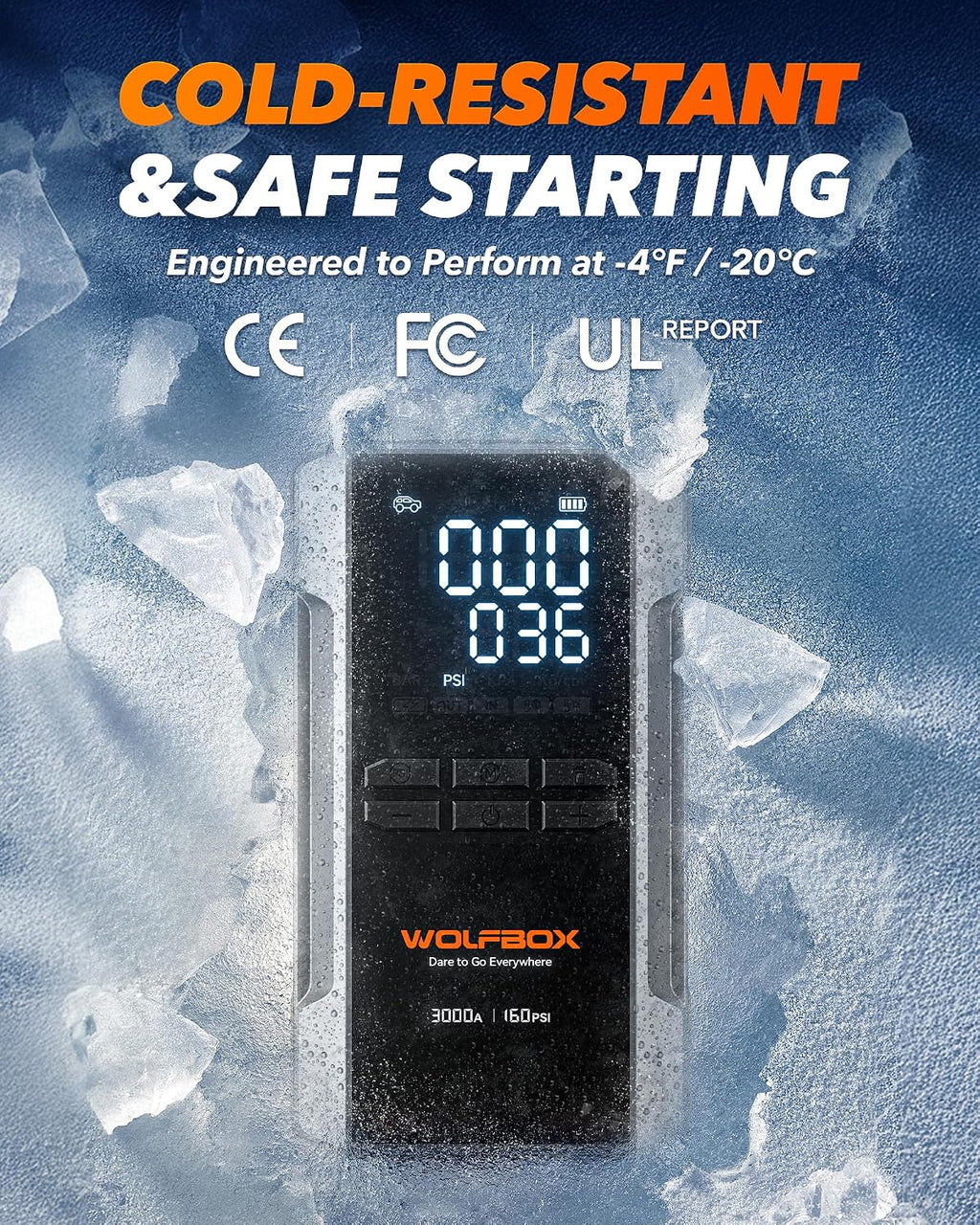 WOLFBOX MV16A 3000A Arrancador de salto con compresor de aire, bate...