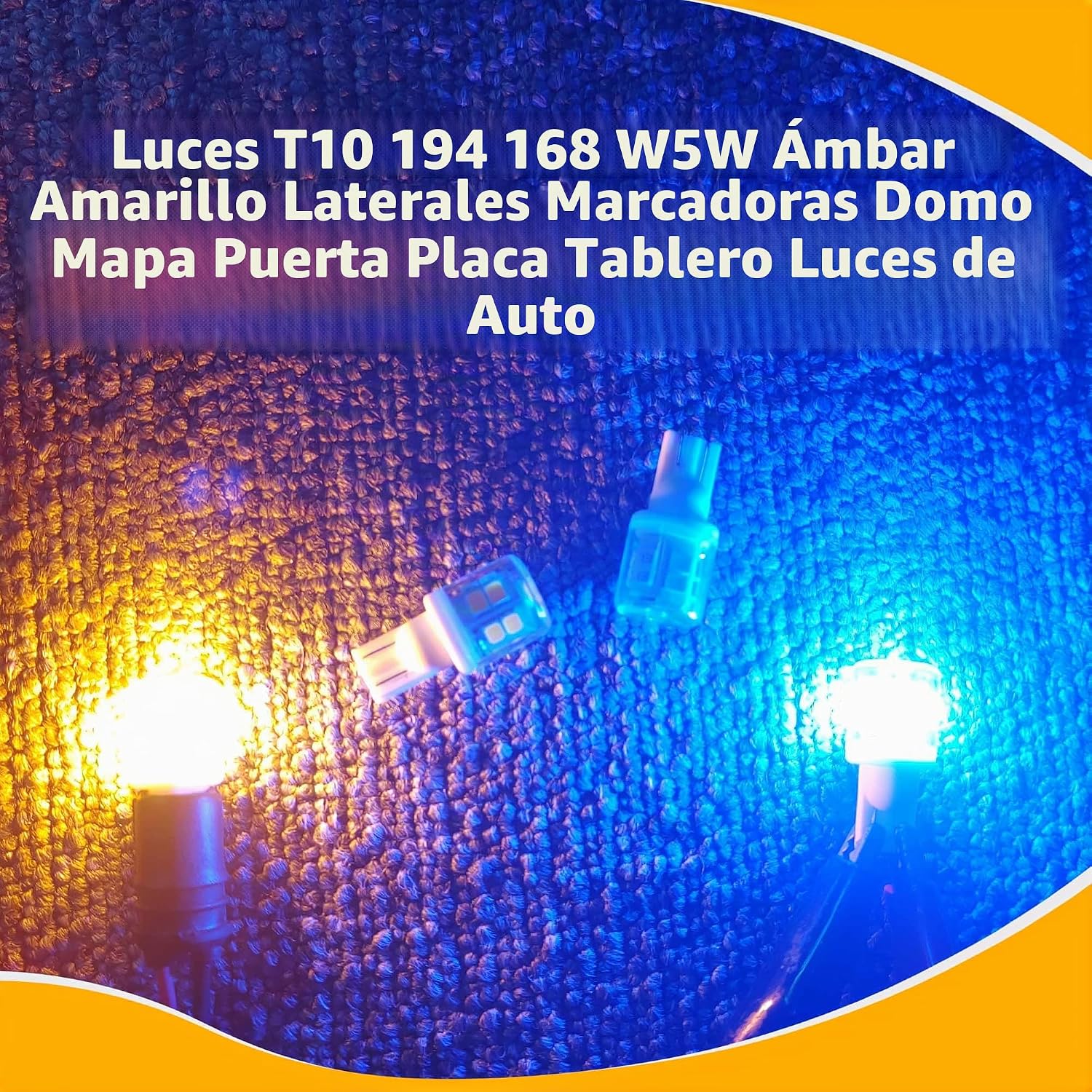 Ziomitus T10 194 921 912 Bombilla LED Ámbar Amarilla, Luces de Marc...
