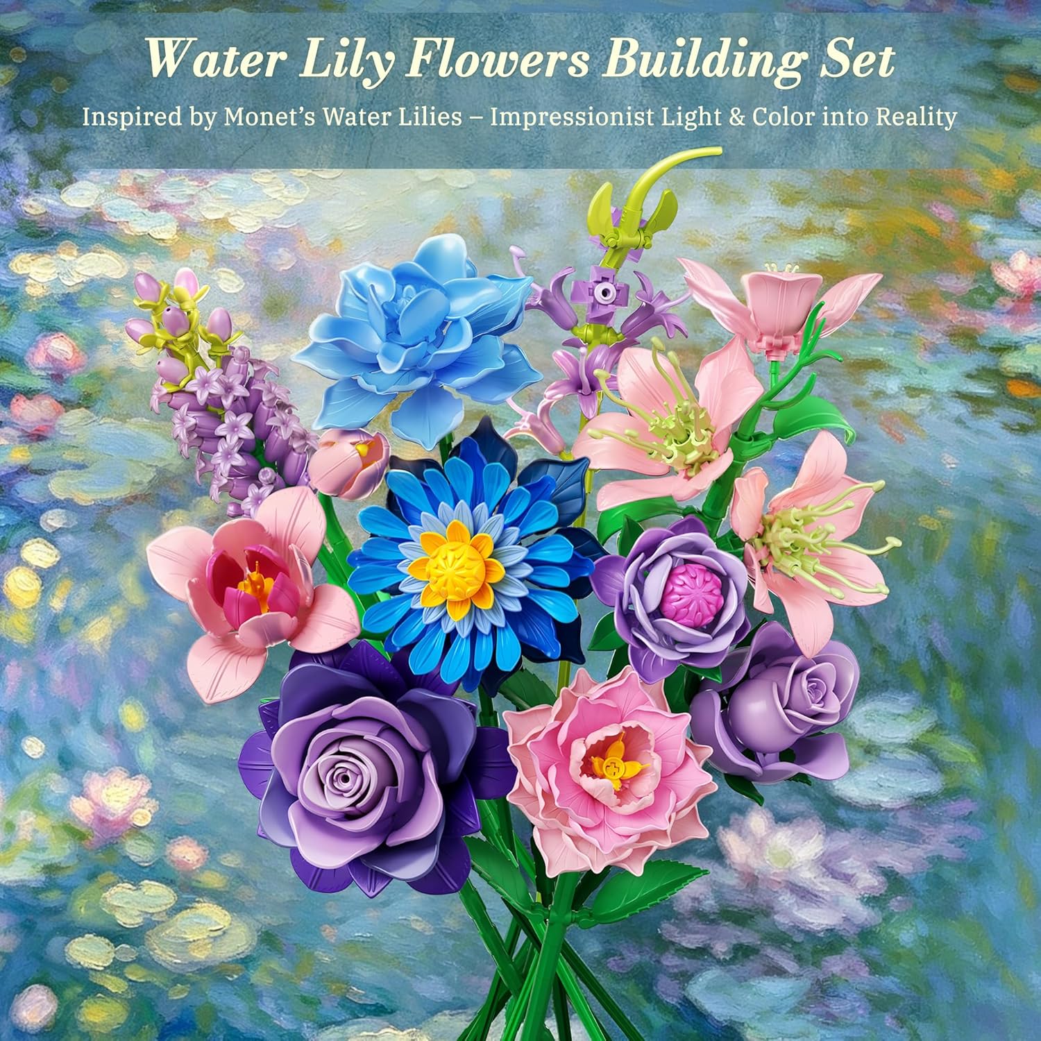 EWED Impressionist Water Lily Flowers Bouquet Building Set for Adul...