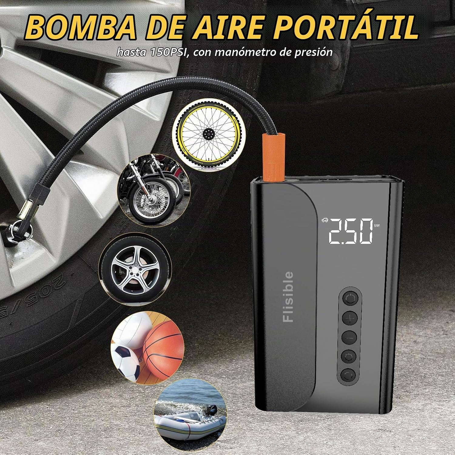 Arrancador de coche con compresor de aire, cargador de batería de c...