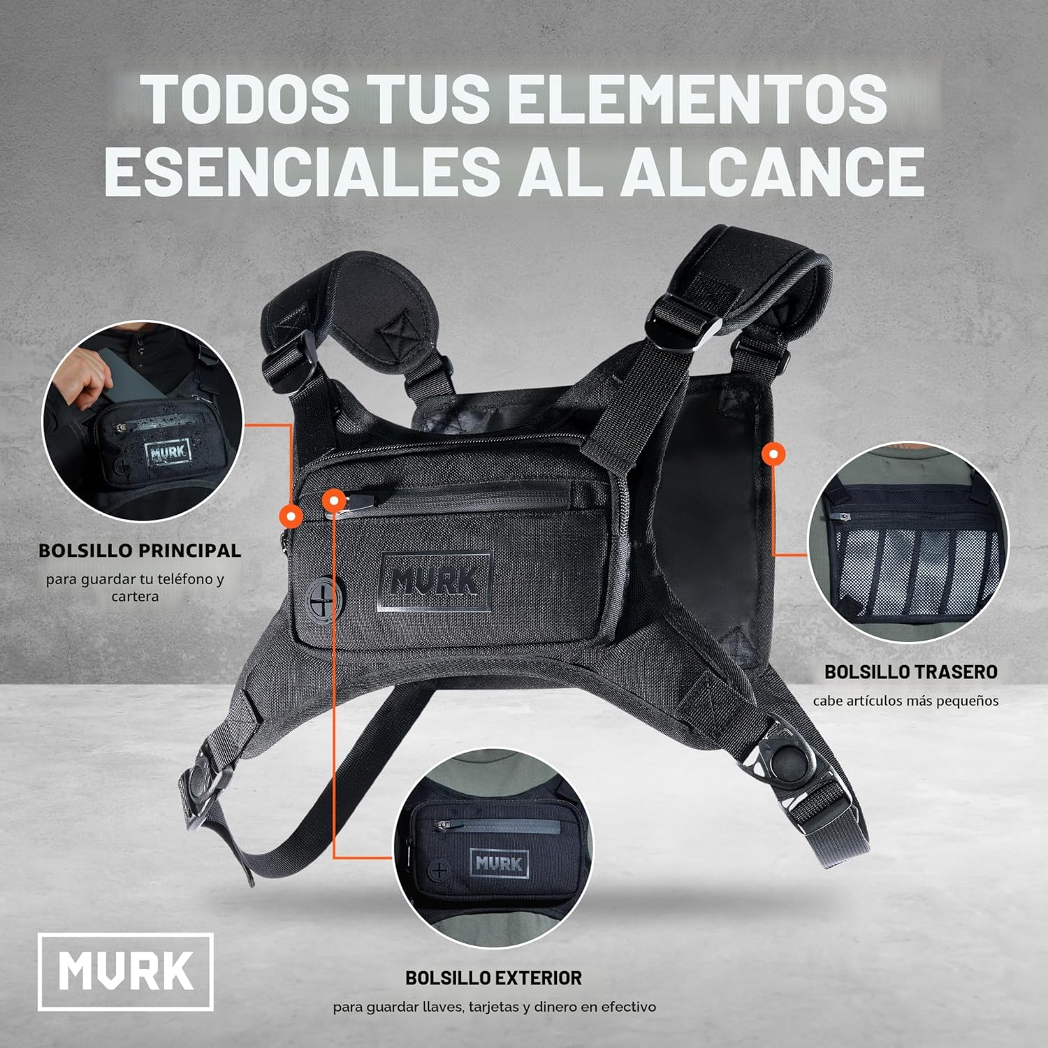 MVRK Mochila de pecho resistente al agua - Chaleco para correr para...