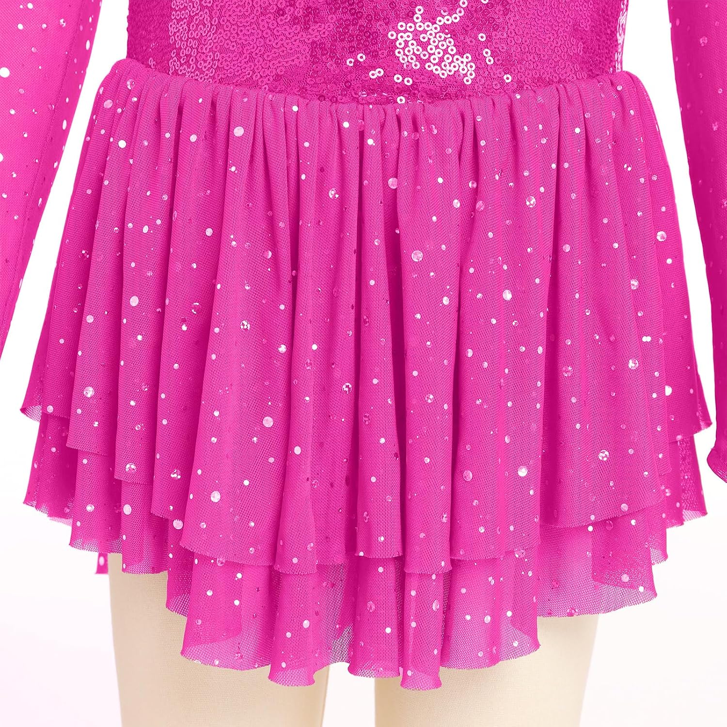 Vestido de patinaje artístico para niña, con lentejuelas brillantes...