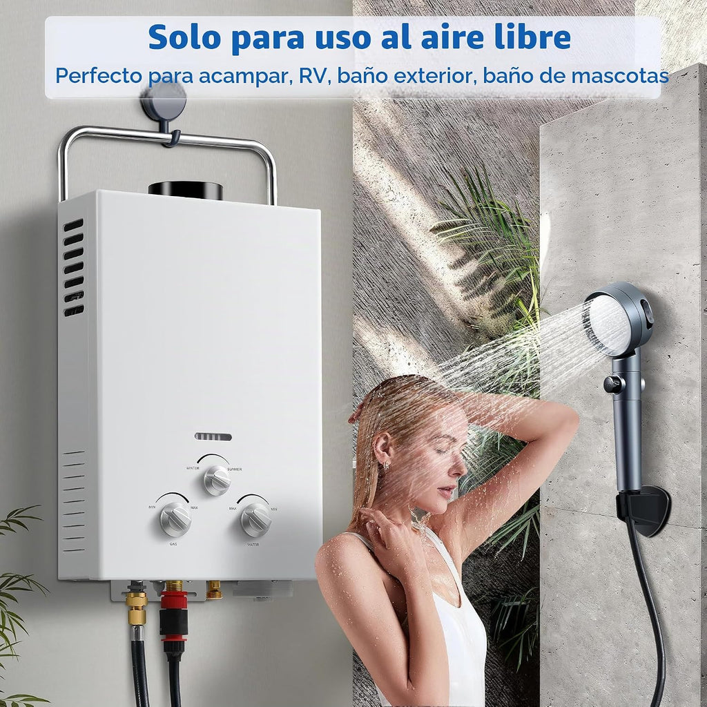 Calentador de agua sin tanque de propano para exteriores, calentado...