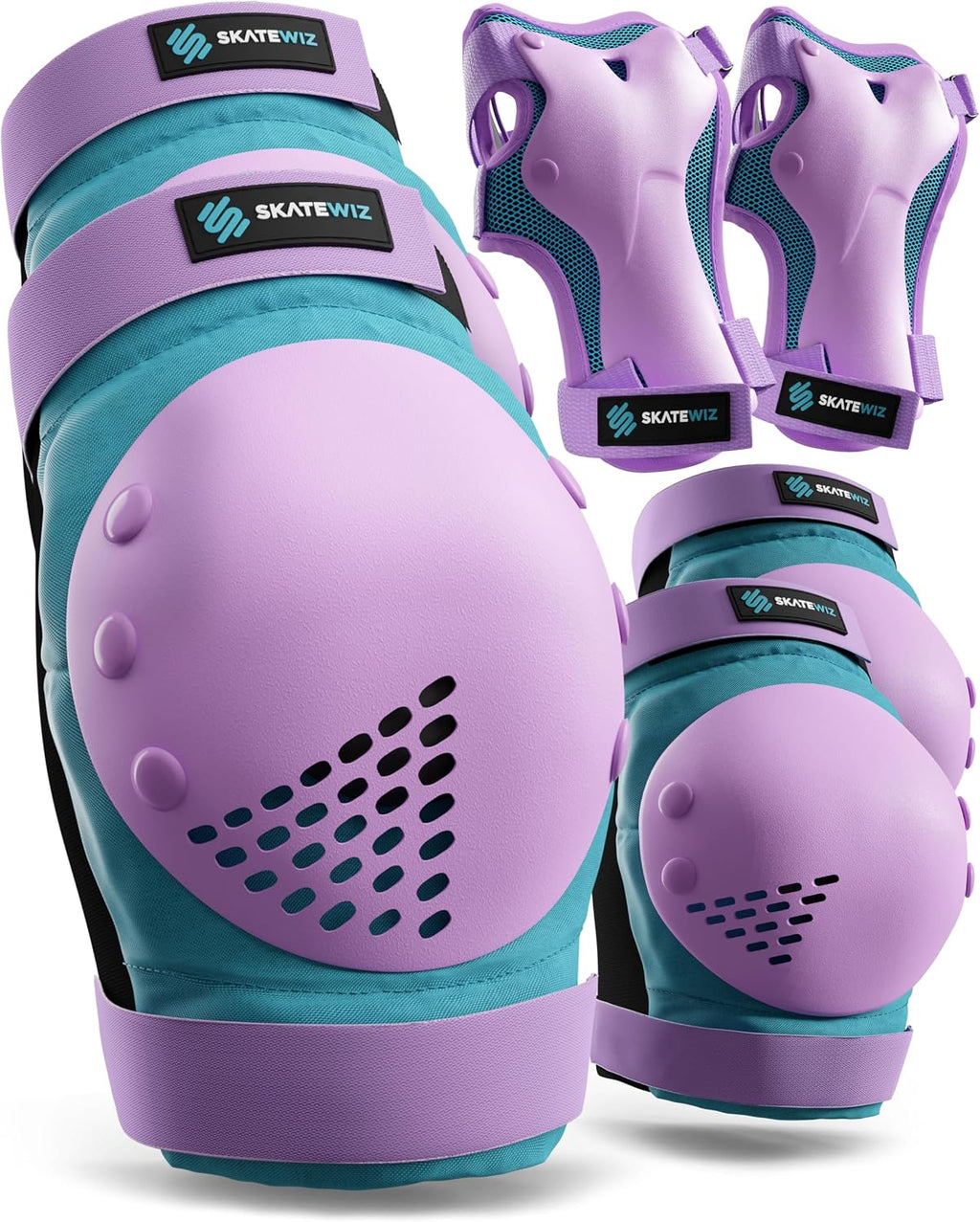SKATEWIZ Juego de almohadillas de protección para patineta para niñ...