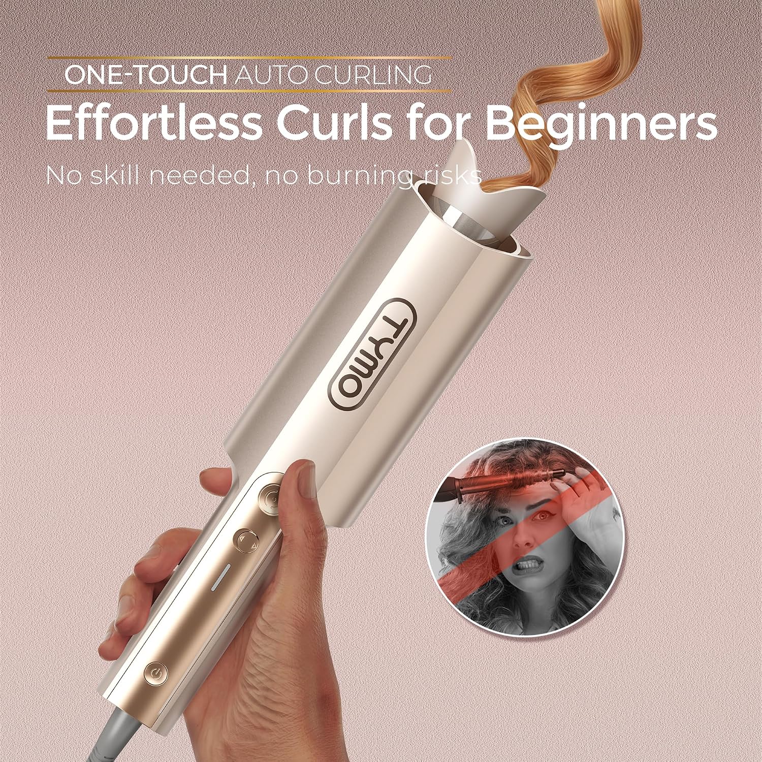 TYMO CurlPro Plus - Rizador giratorio automático, varita rizadora d...