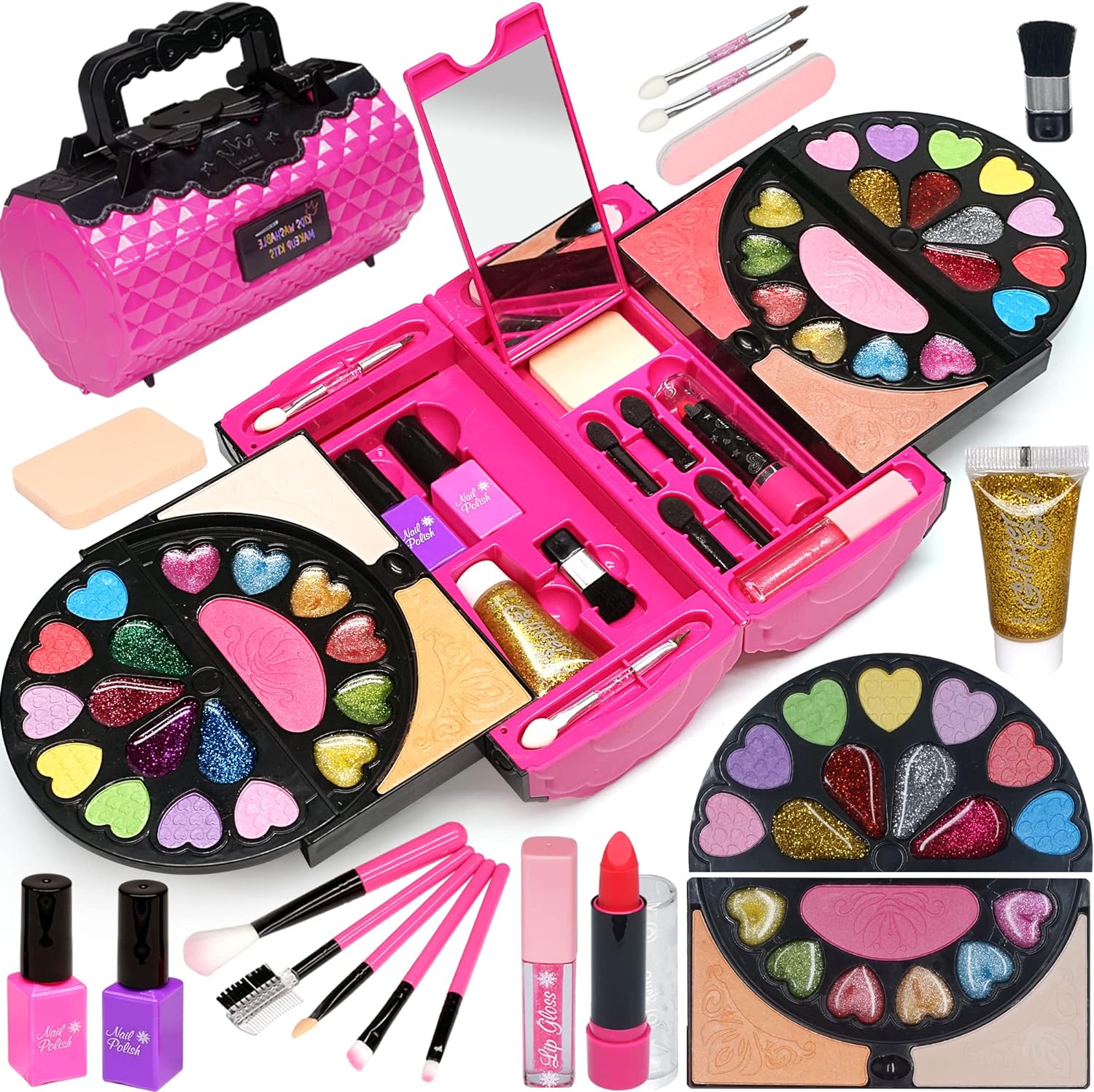 Kit de maquillaje infantil para niñas, 59 piezas de maquillaje real...