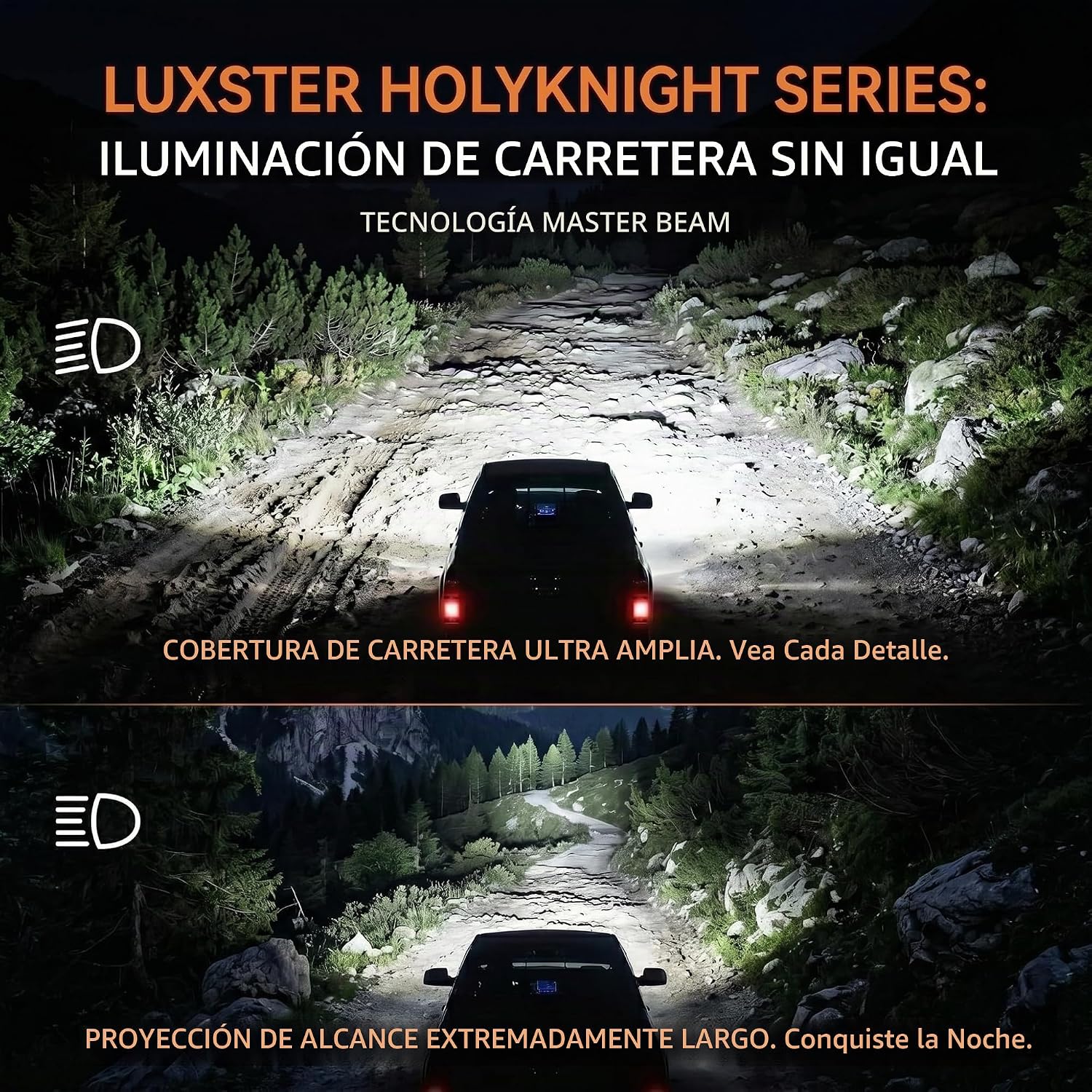 LUXSTER Bombilla LED H7 Holyknight de 50000lm de alto lumen 6000K (...