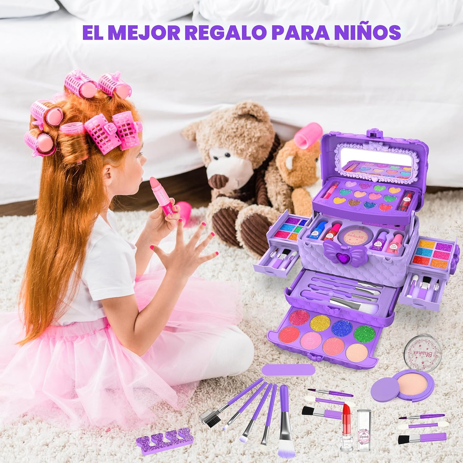 54 piezas de kit de maquillaje para niñas, princesa de juguete, kit...