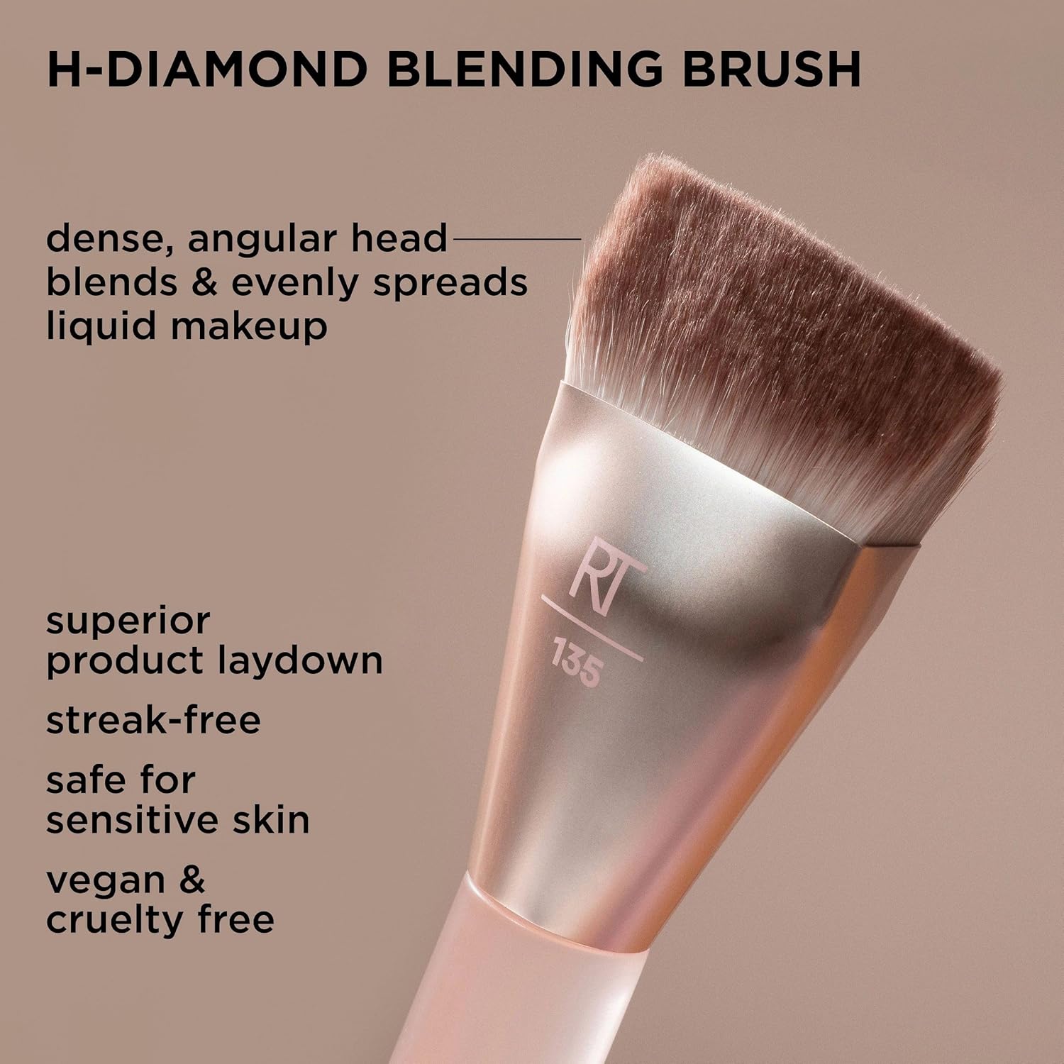 Real Techniques New Nudes H-Diamond - Brocha para mezclar base, con...
