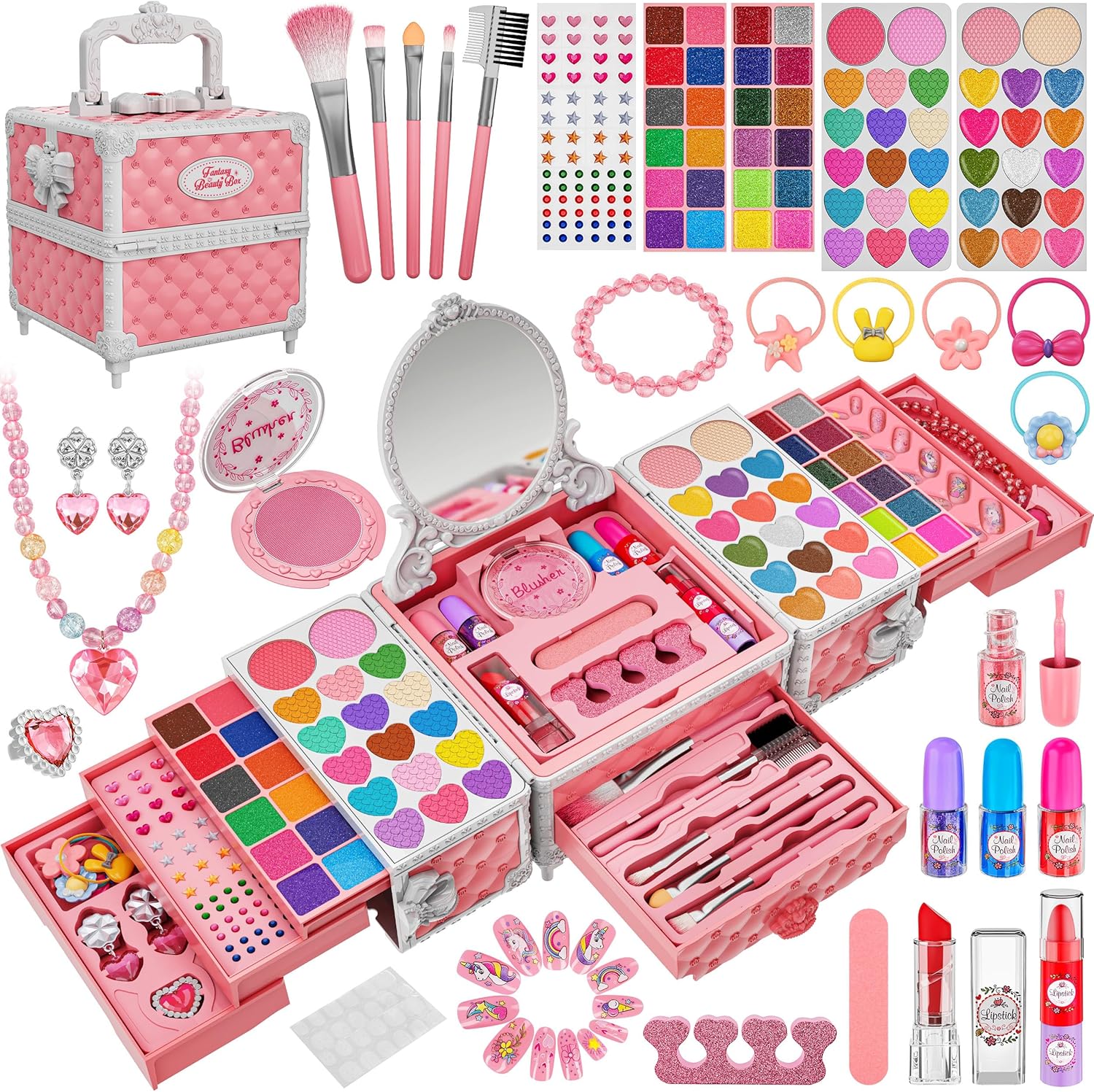 Juego de 99 piezas de maquillaje para niñas, juguetes de princesa,...