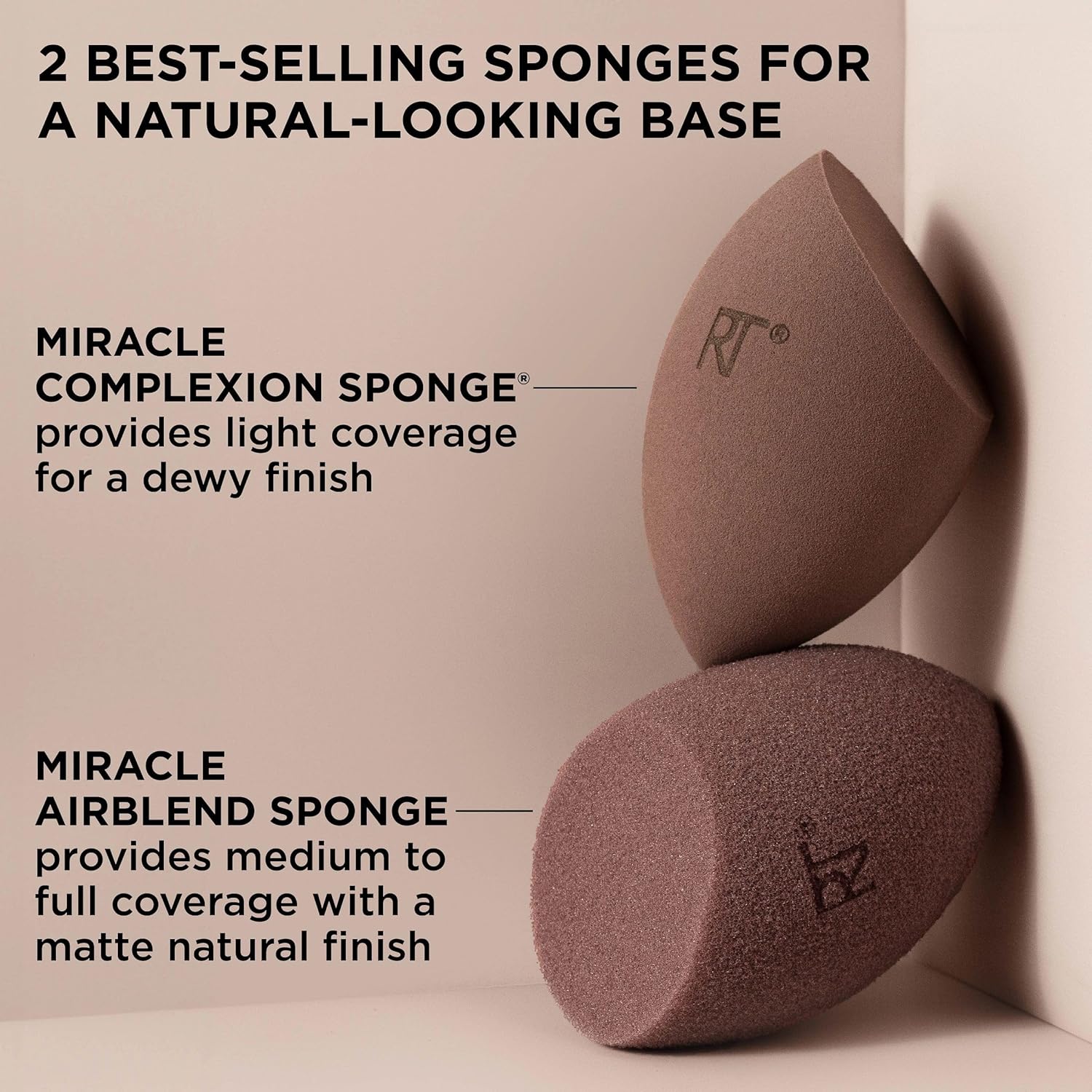 Real Techniques New Nudes Bare Finish Sponge Duo, esponjas de belle...