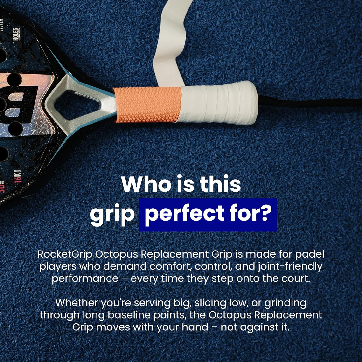 ROCKETGRIP Octopus Padel Grip (paquete de 2) \u2013 Agarre de silic...