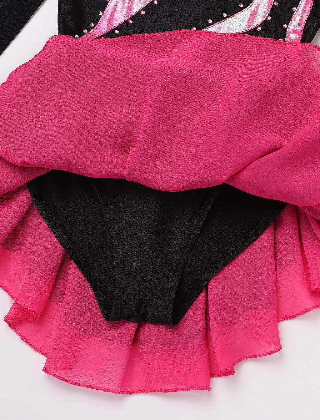 Vestido de patinaje artístico para niña, con cuello alto falso metá...