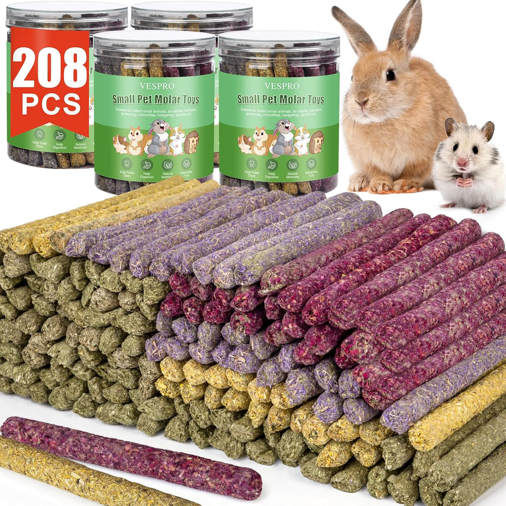 VESPRO 208 piezas de palitos para roer para conejos, juguetes para...