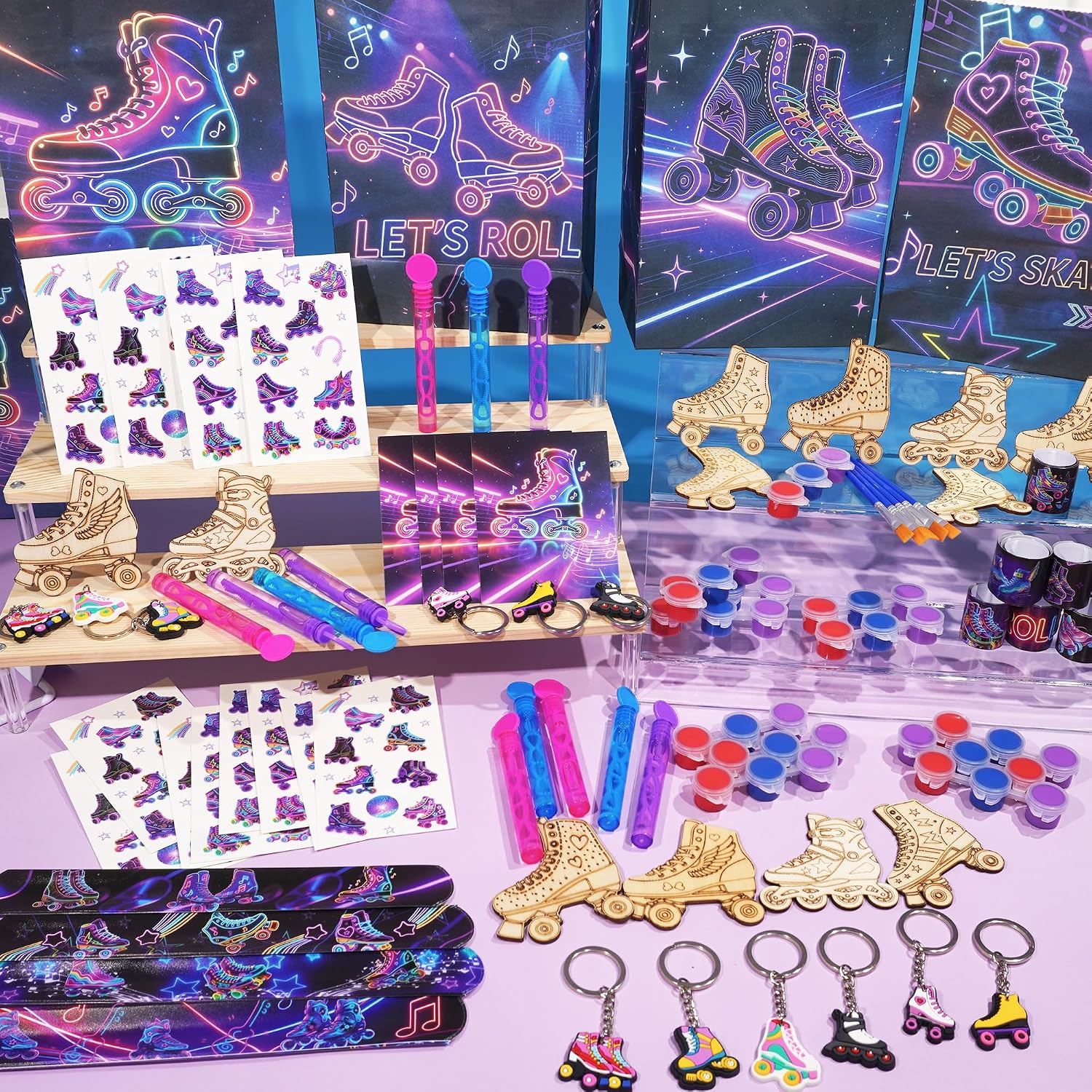 HandTool 120pcs Roller Skate Party Favors Kit for Kids, DIY Paint C...