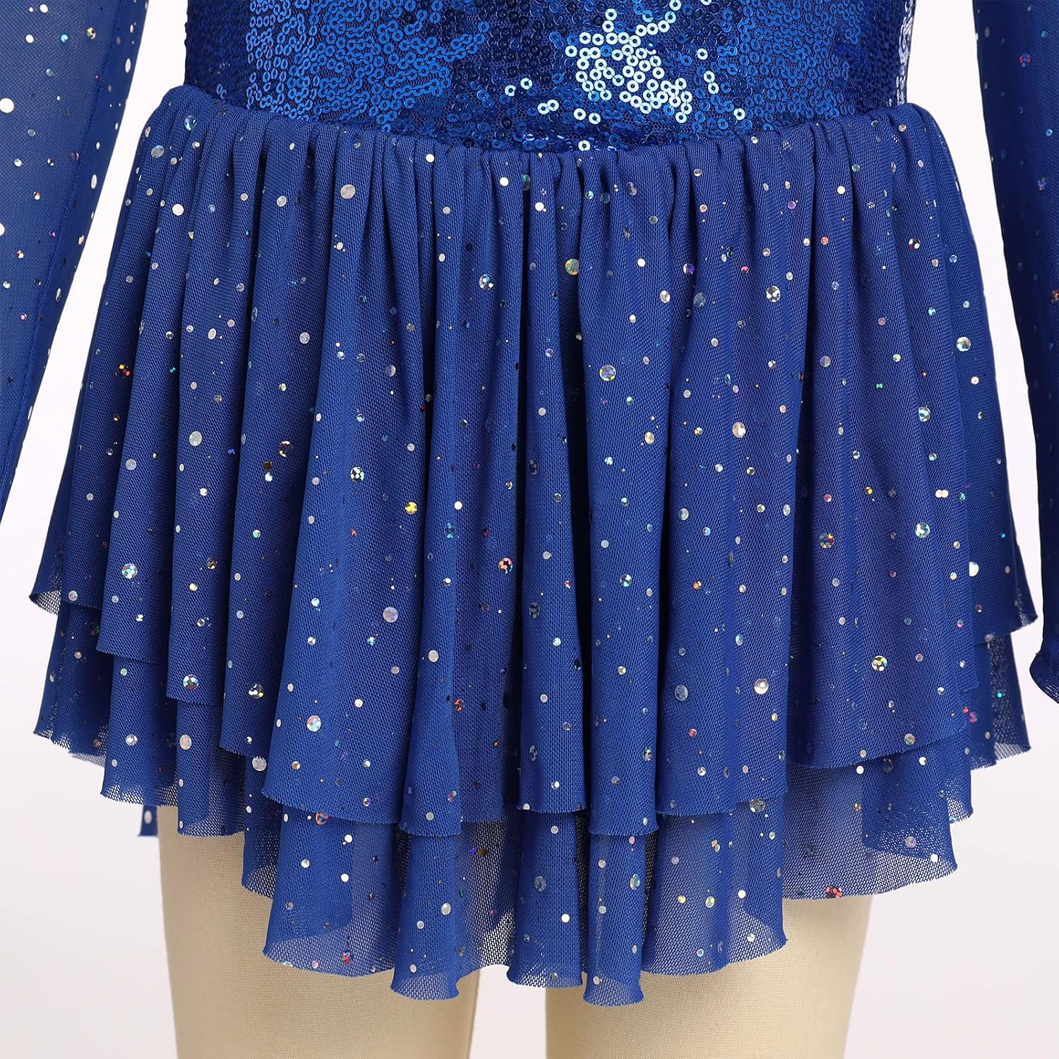 Vestido de patinaje artístico para niña, con lentejuelas brillantes...