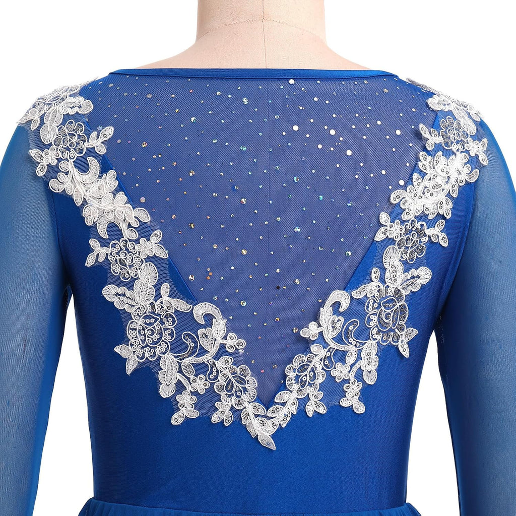 ODASOD - Vestido de patinaje sobre hielo para mujer, malla con bord...