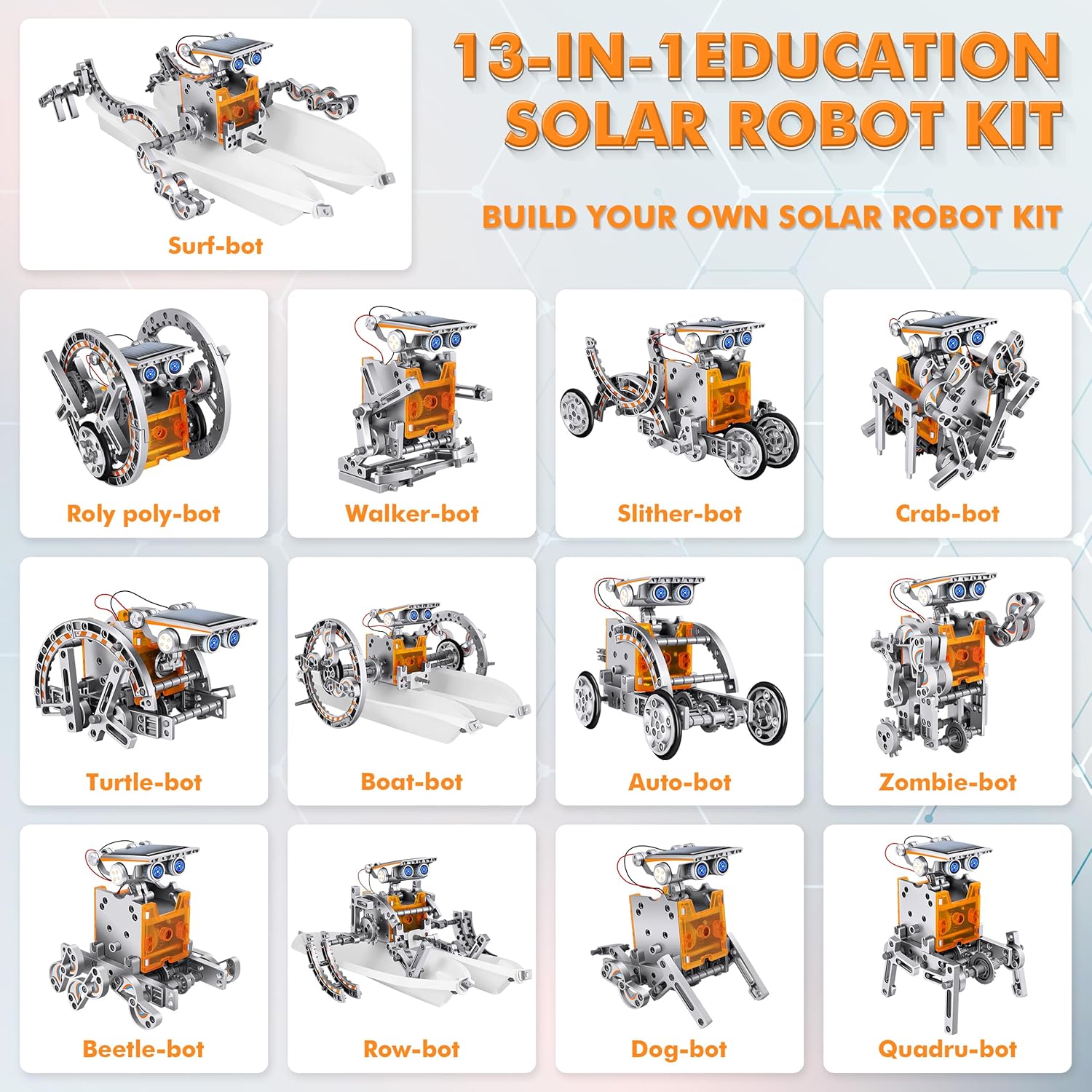 STEM 13 en 1 Educación Solar Power Robots Juguetes para niños a par...