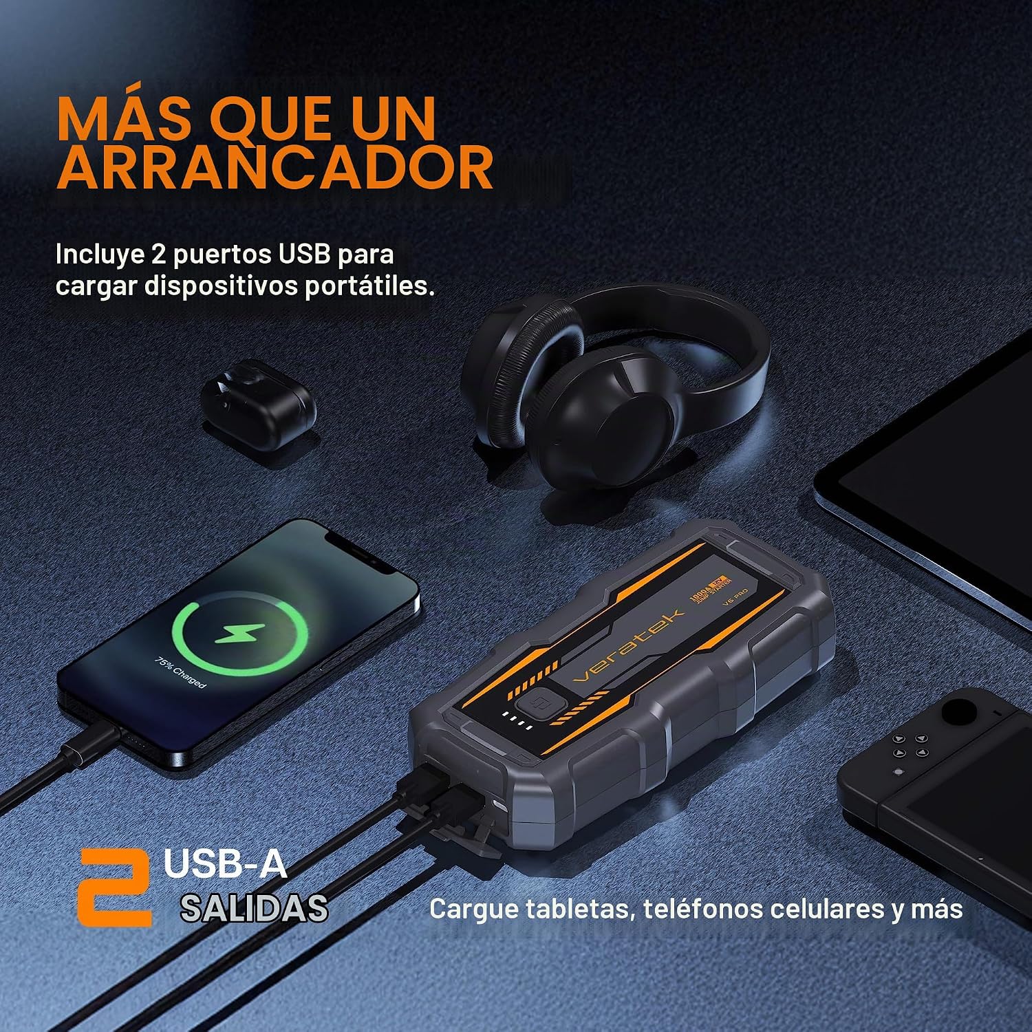 Veratek V6 Pro 1000A Arrancador de Batería de Coche Portátil (6.0L...