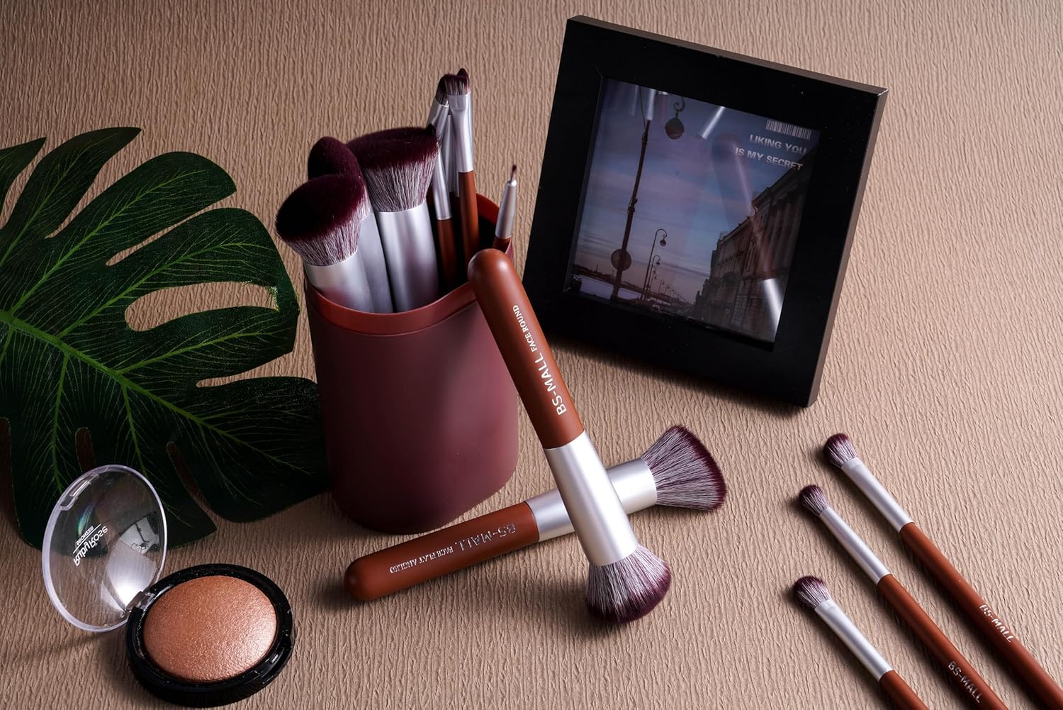 BS-MALL Juego de 14 brochas de maquillaje con estuche, brocha para...