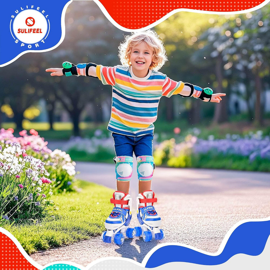 SULIFEEL Rainbow Unicorn - Patines ajustables de 4 tamaños para niñ...