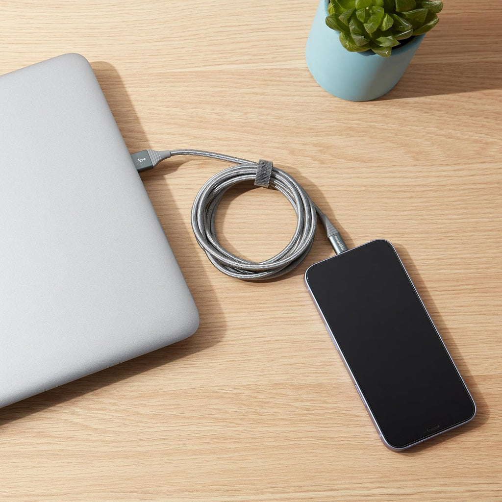 Amazon Basics - Cable Lightning de nailon trenzado doble a USB, col...