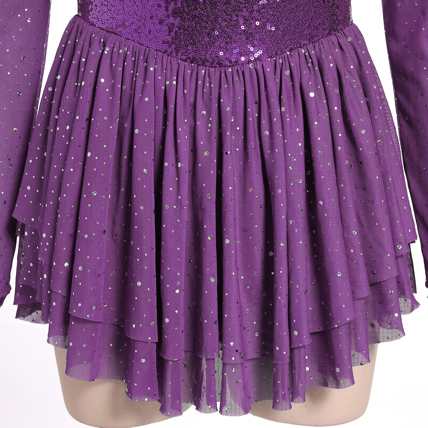 AFAVOM Vestido de patinaje artístico con lentejuelas para mujer, ma...