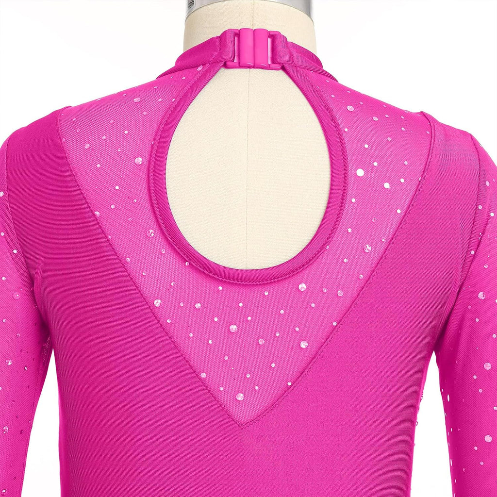 Vestido de patinaje artístico para niña, con lentejuelas brillantes...