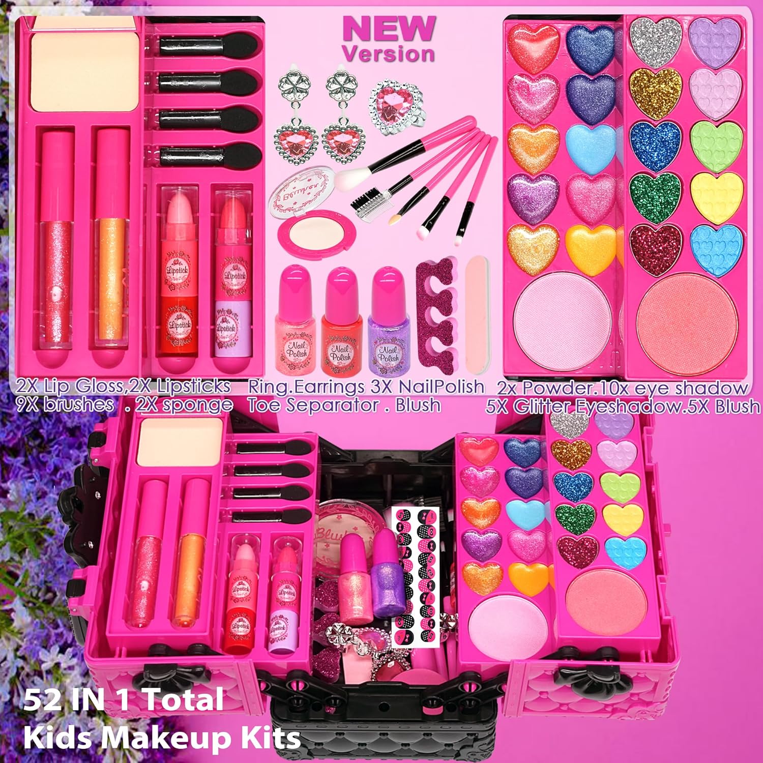 Kit de maquillaje para niñas \u2013 52 piezas de maquillaje seguro...
