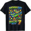 Roller Skating 7th Birthday Boy Party Boys Rollin into 7 T-Shirt